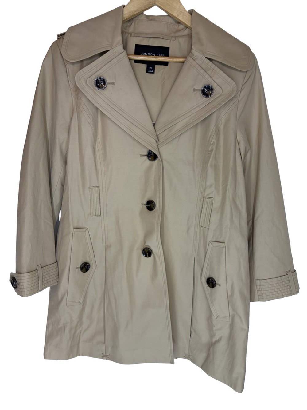 London Fog collection Women's Beige Trench Coat - Classic Lightweight Jacket